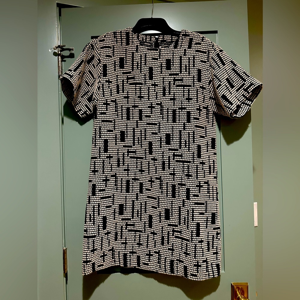 Apiece Apart Winter Shift Dress - Brown and White Dot Pattern